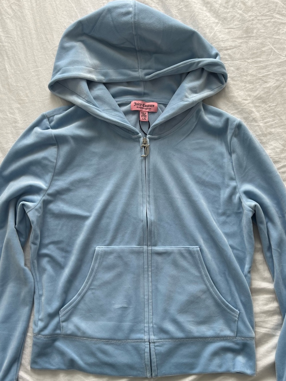 Juicy Couture Powder Blue Velour Zip Hoodie US L